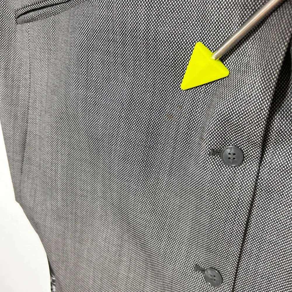 Vintage Mens 46L Gray Formal Suit Vest Wool Blend 5 Button Wedding Waistcoat
